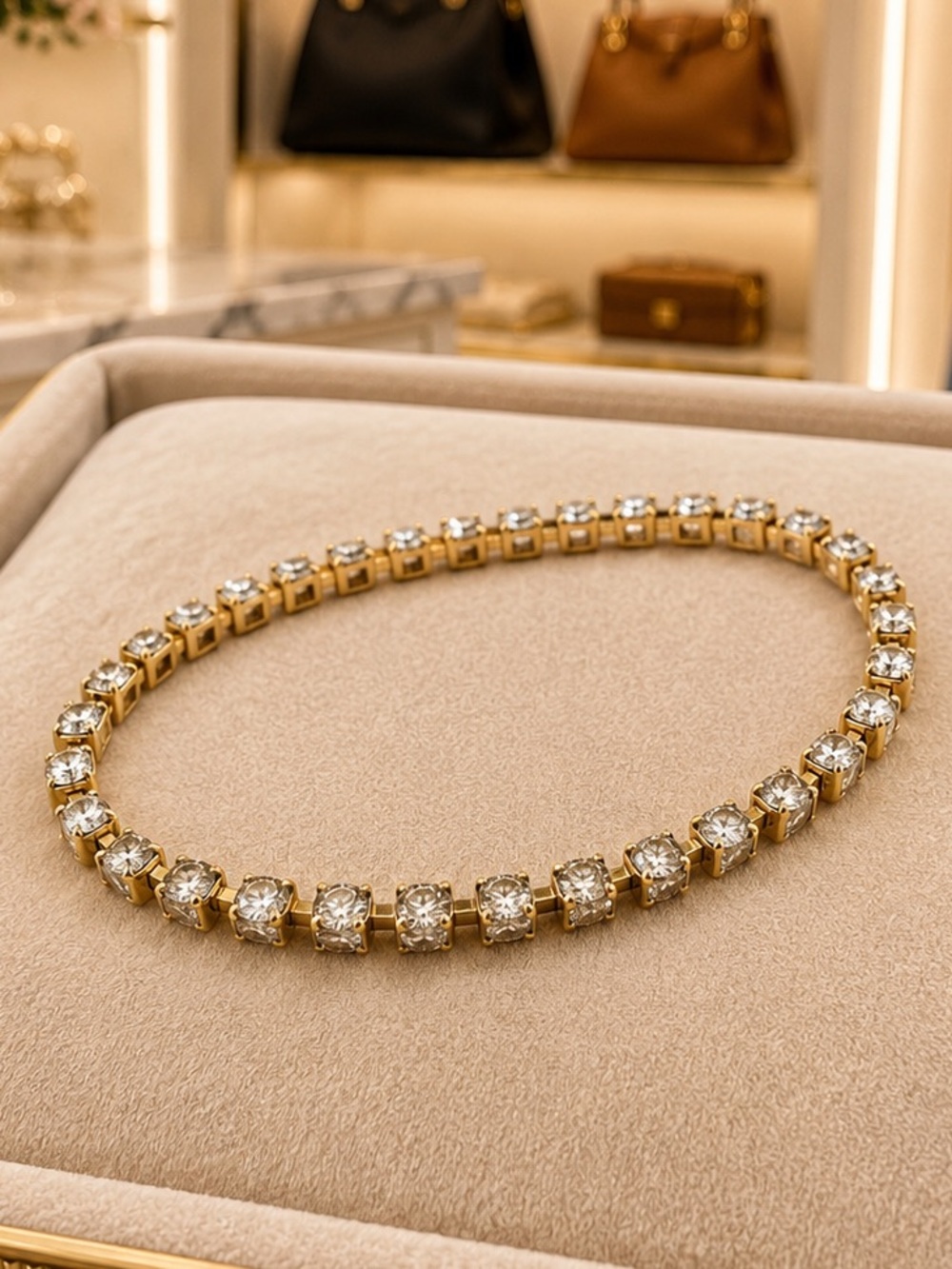 Rhinestone Link Tennis Bracelet | Mid-Century-Modern Cosmetic Jewelry